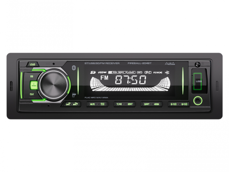 Автомагнитола Aura FIREBALL-204BT, зеленая 