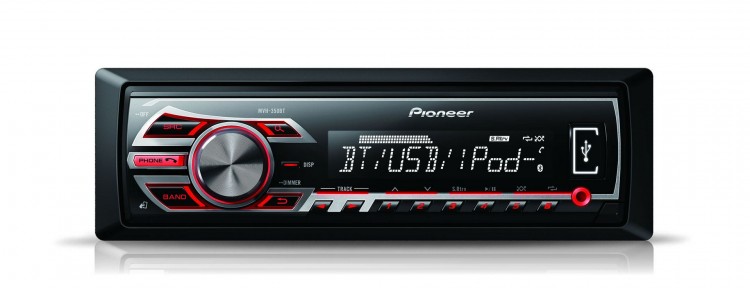 Автомагнитола Pioneer mvh-350bt Бездисковый автомобильный ресивер с RDS тюнером, Bluetooth, портом USB