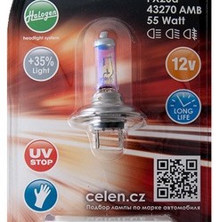 Галогенная лампа CELEN H1 43250 AMB 12V 55W Halogen Amber (желтая) + 35% Long life, UV-stop, + перчатка