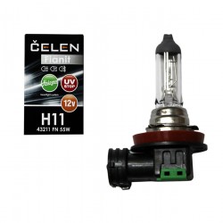 Галогенная лампа CELEN H11 43211 FNB 12V 55W Halogen Fianit (прозрачная) + 35% Long life, UV-stop, + перчатка