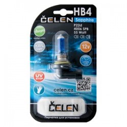 Галогенная лампа CELEN HB4 4006 SPB 12V 55W Halogen Sapphire (синяя) + 35% Long life, UV-stop, + перчатка