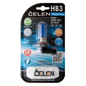 Галогенная лампа CELEN HB3 4005 SPB 12V 65W Halogen Sapphire (синяя) + 35% Long life, UV-stop + перчатка Галогенная лампа CELEN HB3 4005 SPB 12V 65W Halogen Sapphire (синяя) + 35% Long life, UV-stop + перчатка