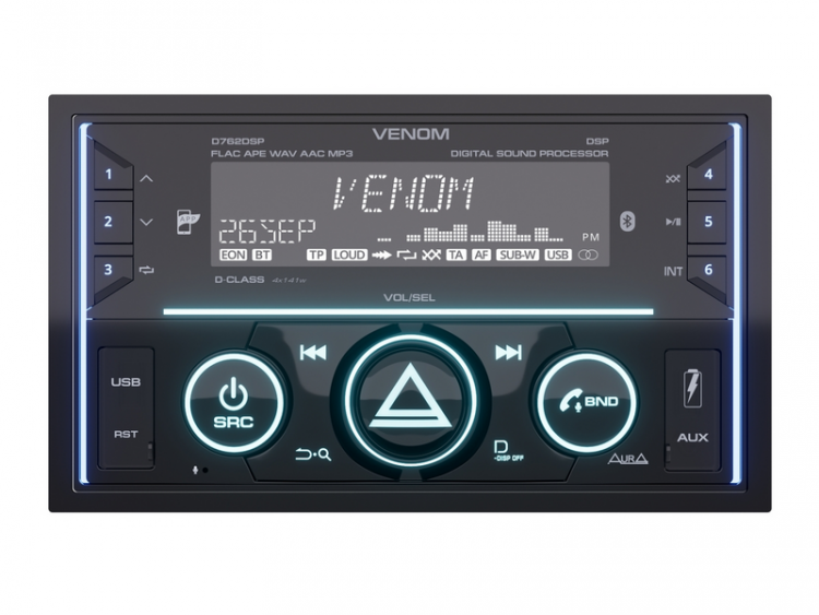 Автомагнитола Aura 12244 VENOM-D762DSP USB/SD (Уценка, ветринный образец) 