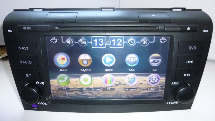 Штатная магнитола LetRun для Mazda 3, Axella 2003 - 2009 Штатное головное устройство для Mazda 3, Axella 2003 - 2009 Bluetooth,CD+MP3+USB+DVD ресивер с сенсорным дисплеем,читает форматы CD-audio, DVD-video, MP3, MPEG4, WMA, AAC, JPEG, AM-FM тюнер, видеовход для камеры заднего вида, GPS навигация.