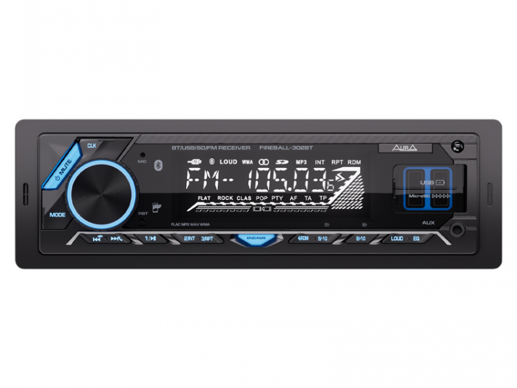 Автомагнитола Aura FIREBALL-302BT, синяя 