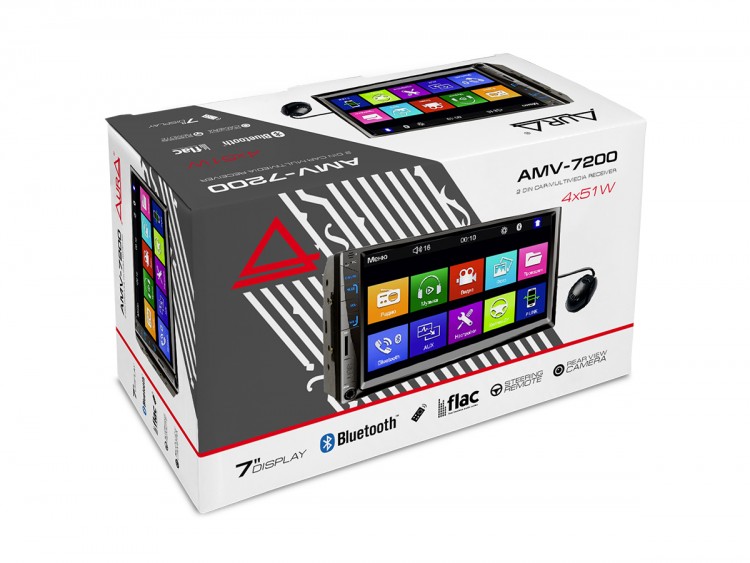 Автомагнитола Aura AMV-7200 2-DIN емкостной ЖК дисплей 