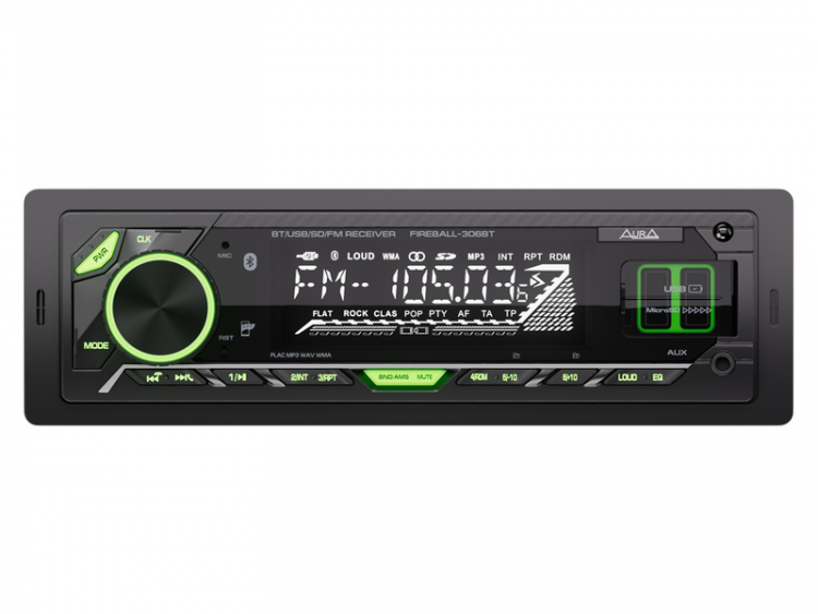 Автомагнитола Aura FIREBALL-306BT, зеленая 